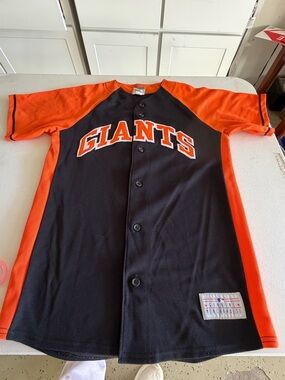 Genuine Merchandise Kids Giants Button-Up Jersey in Black & Orange